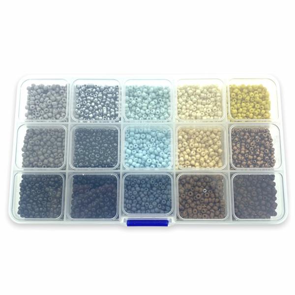 DIY rocailles set Cold blue colors 8/0 (3mm) 15x12,5 gram-Kraaltjes van Renate