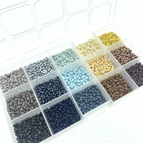 DIY rocailles set Cold blue colors 8/0 (3mm) 15x12,5 gram-Kraaltjes van Renate
