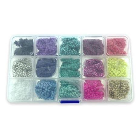 DIY rocailles set Metallic colours 8/0 (3mm) 15x12,5 gram-DIY-Kraaltjes van Renate