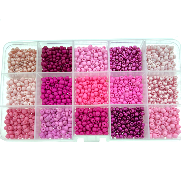 DIY rocailles set Pink 6/0 (4mm)-DIY-Kraaltjes van Renate
