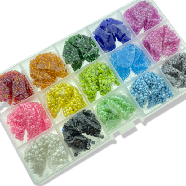 DIY rocailles set Rainbow 8/0 (3mm) 15x12,5 gram-DIY-Kraaltjes van Renate