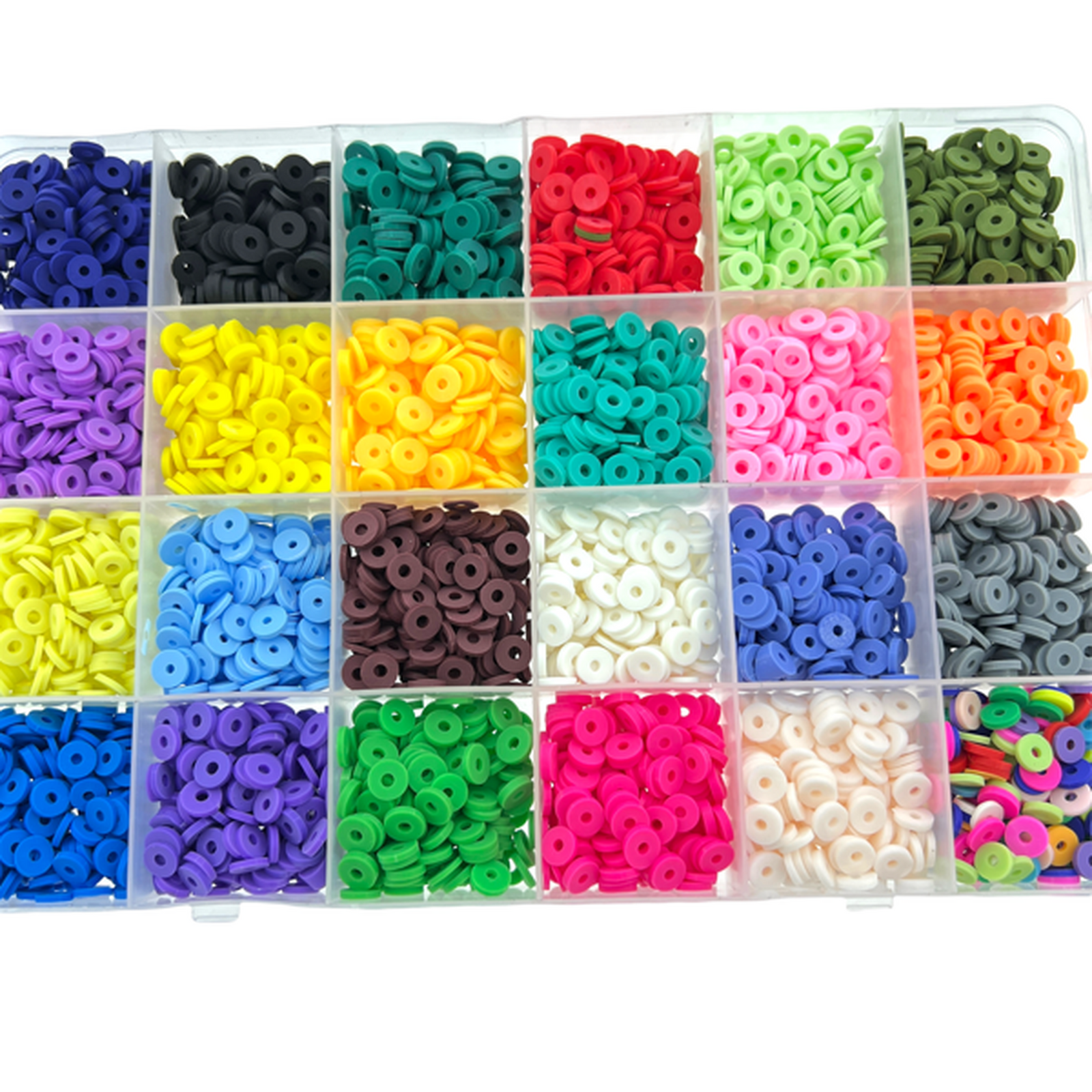 DIY set 6mm Polymeer disc kralen Rainbow - 24 kleuren-DIY-Kraaltjes van Renate