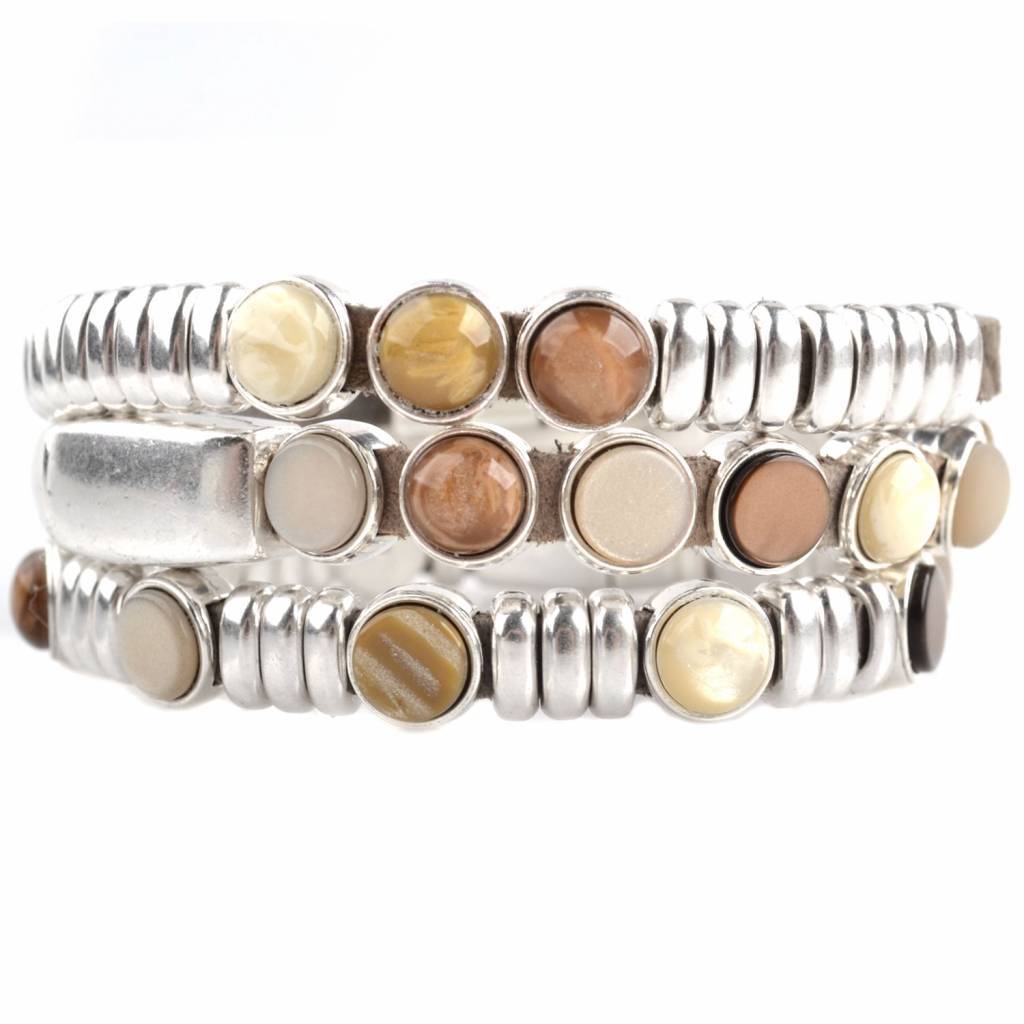 DIY set armbanden polaris 3 stuks Natural Brown-Kraaltjes van Renate