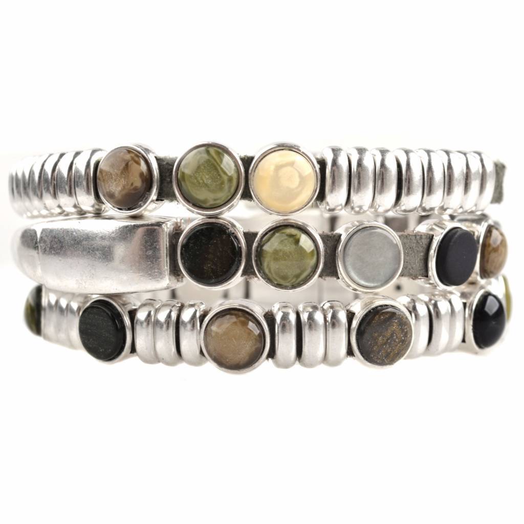 DIY set armbanden polaris 3 stuks Olive Green-Kraaltjes van Renate