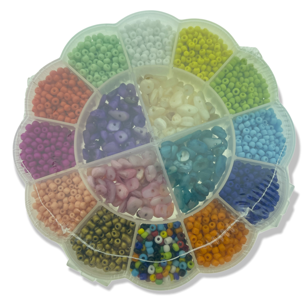 DIY set bloem met rocailles en schelp chips-DIY-Kraaltjes van Renate
