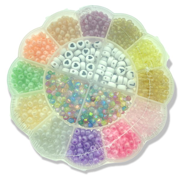 DIY set bloem met rocailles, letterkralen en acryl-DIY-Kraaltjes van Renate