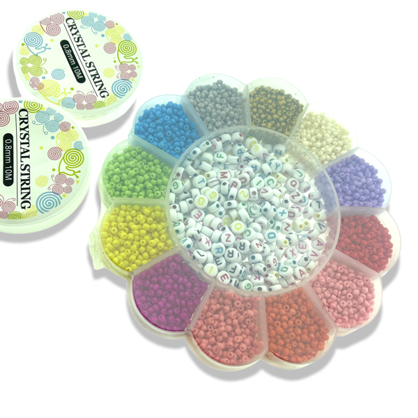 DIY set bloem met rocailles, letterkralen en elastiek-DIY-Kraaltjes van Renate