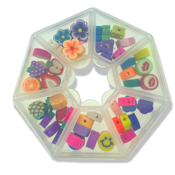 DIY set polymeer kralen mix multicolor ±56 stuks-DIY-Kraaltjes van Renate