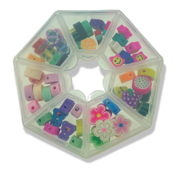 DIY set polymeer kralen mix multicolor ±56 stuks-DIY-Kraaltjes van Renate
