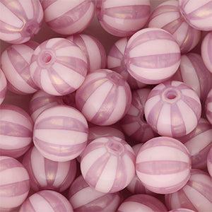 DQ Acryl Kralen Rond met Strepen Vintage roze 12mm - per stuk-Kralen-Kraaltjes van Renate