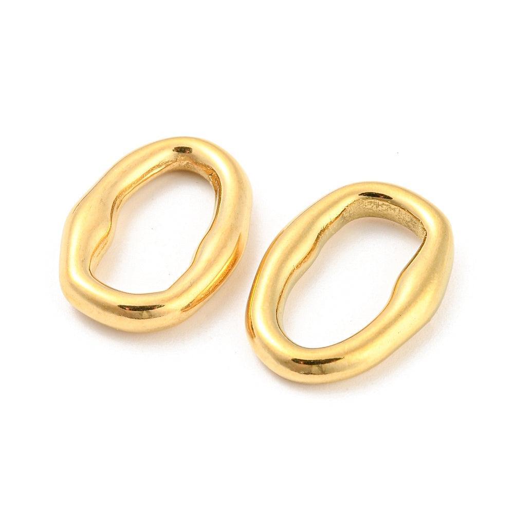 Dichte Ring Ovaal Premium RVS Goud 19.5x13.5mm - per stuk-Sluitingen-Kraaltjes van Renate