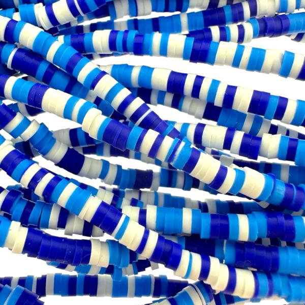 Disc kralen polymeer 3x1mm Multicolor blauw ±40 cm-Kralen-Kraaltjes van Renate