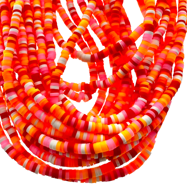 Disc kralen polymeer 3x1mm Multicolor oranje ±40 cm-Kralen-Kraaltjes van Renate