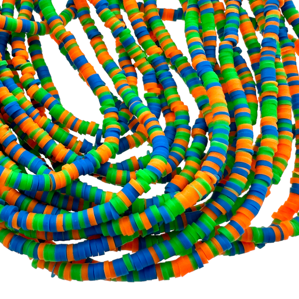 Disc kralen polymeer 3x1mm Multicolor oranje-groen 2 ±40 cm-Kralen-Kraaltjes van Renate