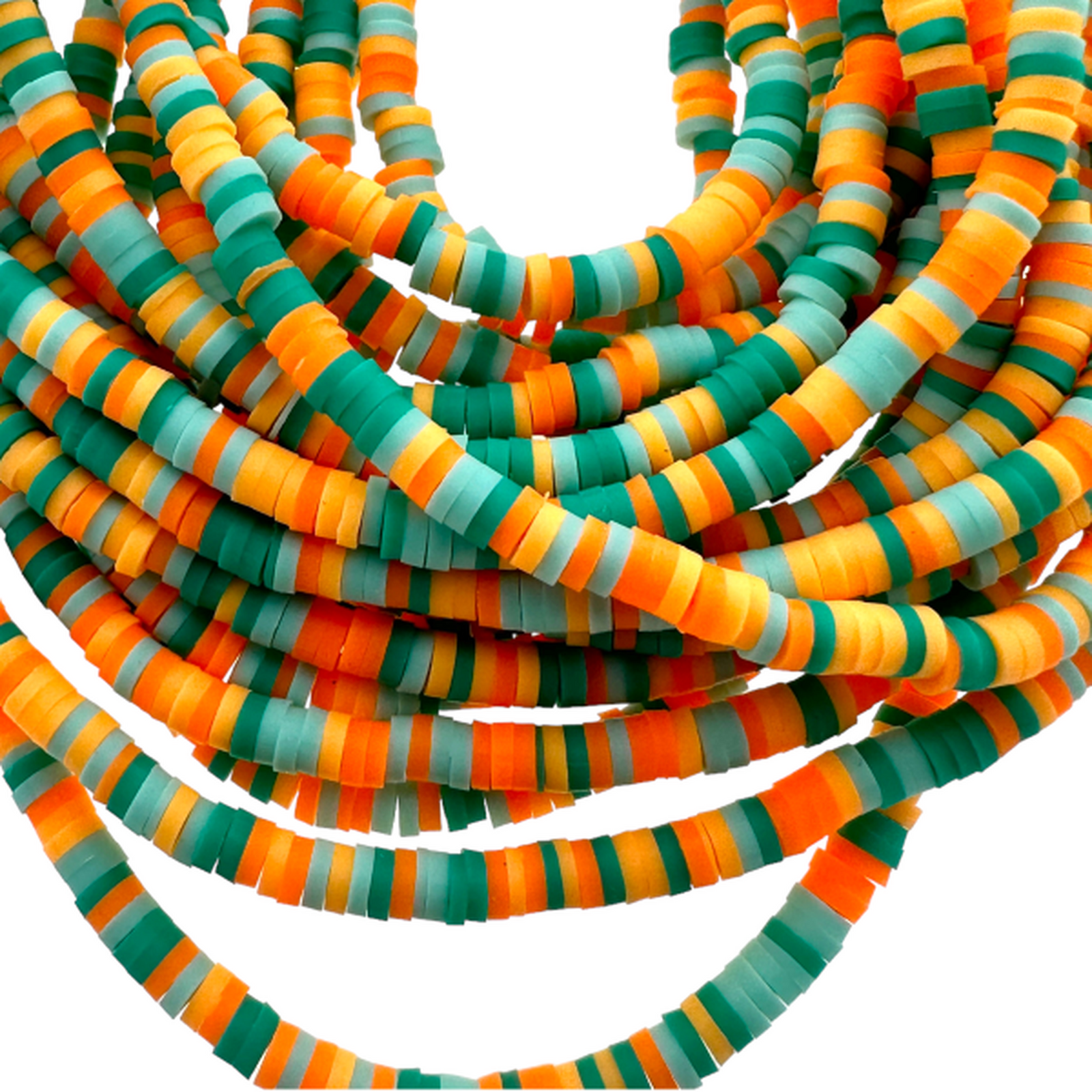Disc kralen polymeer 3x1mm Multicolor oranje-groen ±40 cm-Kralen-Kraaltjes van Renate
