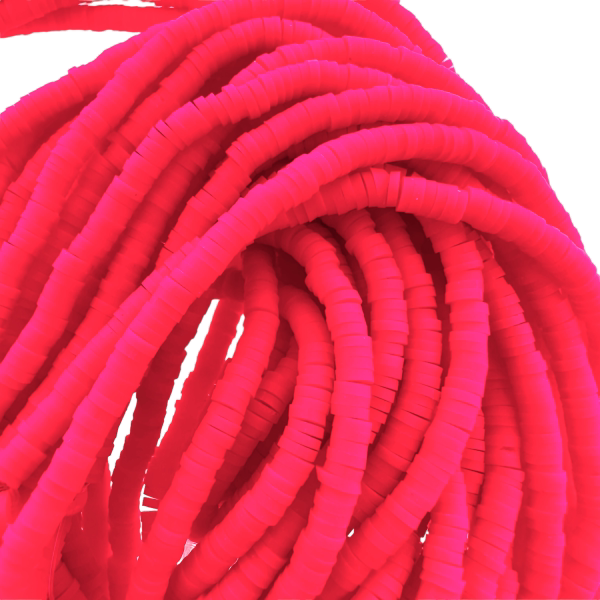 Disc kralen polymeer 4x1mm Fluor pink ±39cm-Kralen-Kraaltjes van Renate
