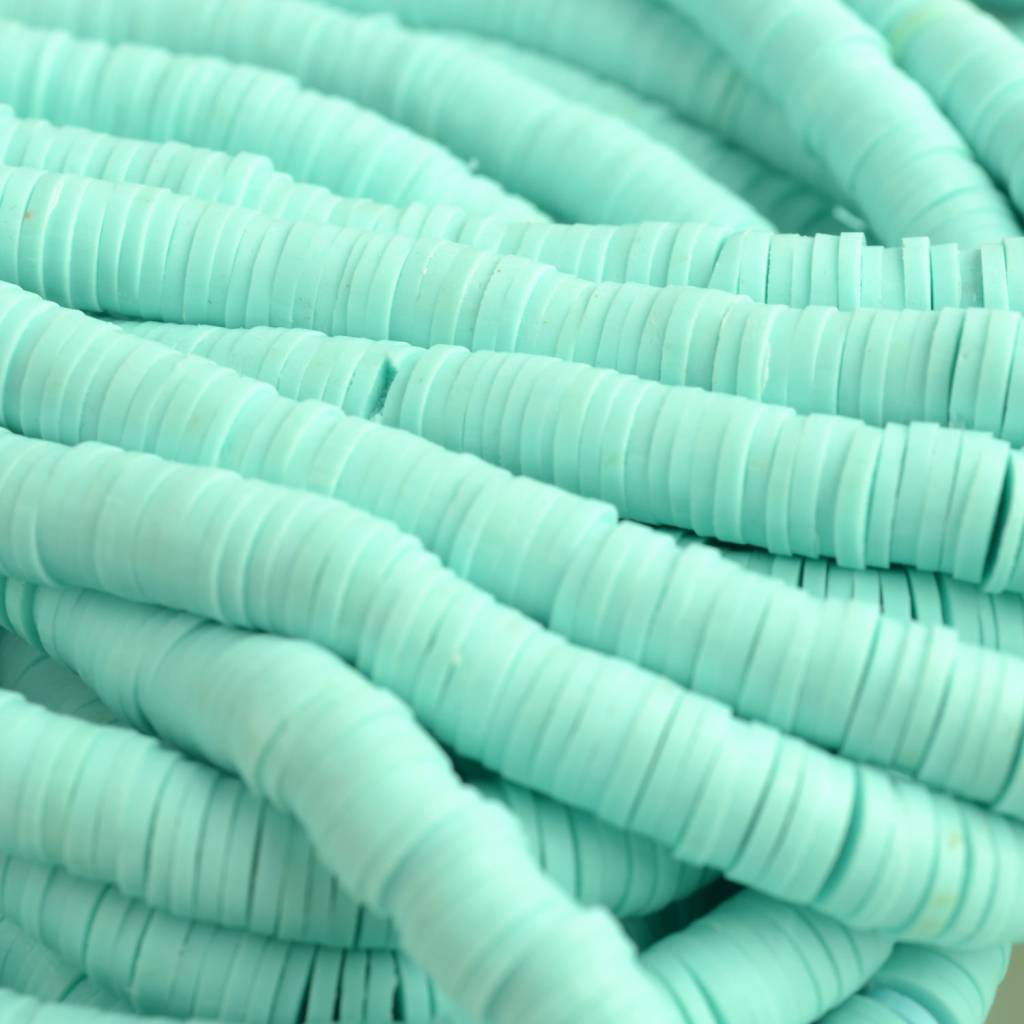 Hele streng disc kralen 4x1mm Licht turquoise ±400 stuks-Kraaltjes van Renate