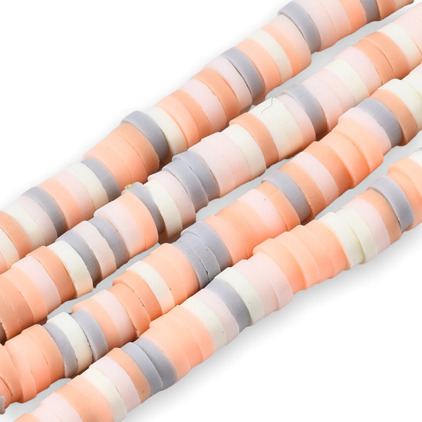 Disc kralen polymeer 4x1mm Mix light peach ±400 stuks-Kralen-Kraaltjes van Renate