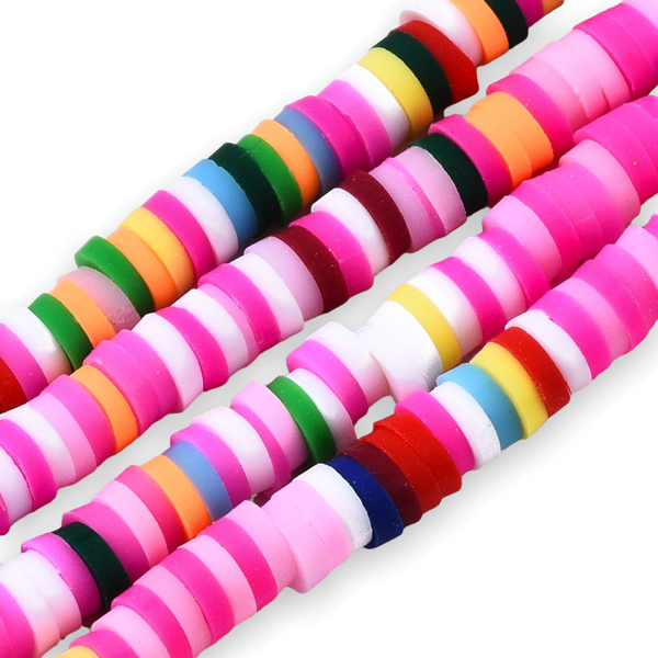 Disc kralen polymeer 4x1mm Mix roze ±400 stuks-Kralen-Kraaltjes van Renate
