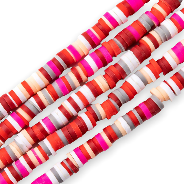 Disc kralen polymeer 4x1mm Mix roze rood ±400 stuks-Kralen-Kraaltjes van Renate
