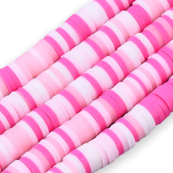 Disc kralen polymeer 4x1mm Multi roze ±400 stuks-Kralen-Kraaltjes van Renate
