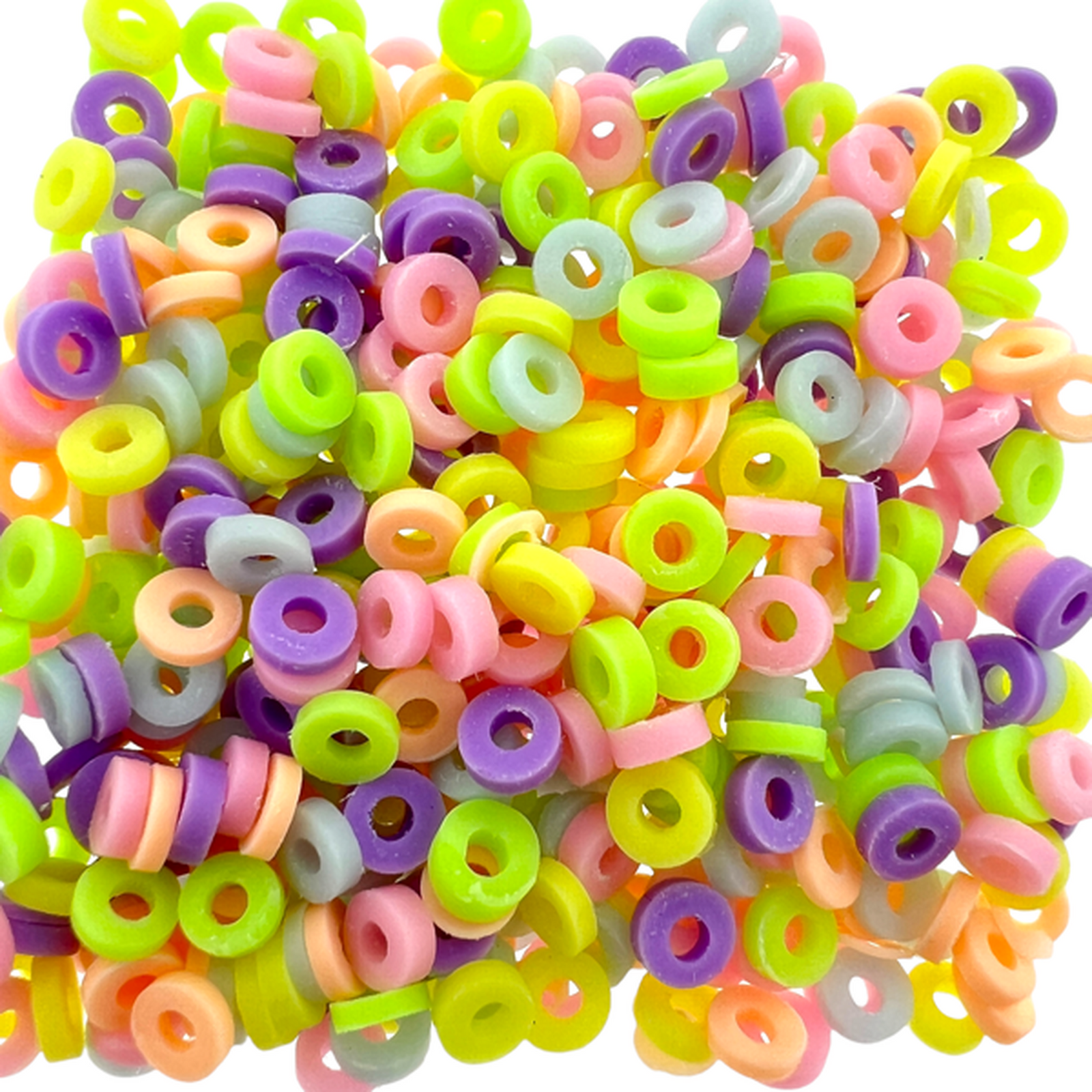 Disc kralen polymeer 4x1mm Multicolor ±200 stuks-Kralen-Kraaltjes van Renate