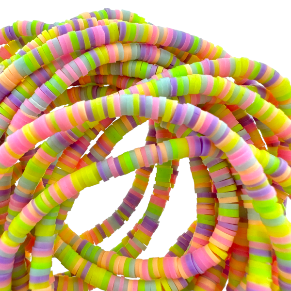 Disc kralen polymeer 4x1mm Multicolor pastel ±39cm-Kralen-Kraaltjes van Renate