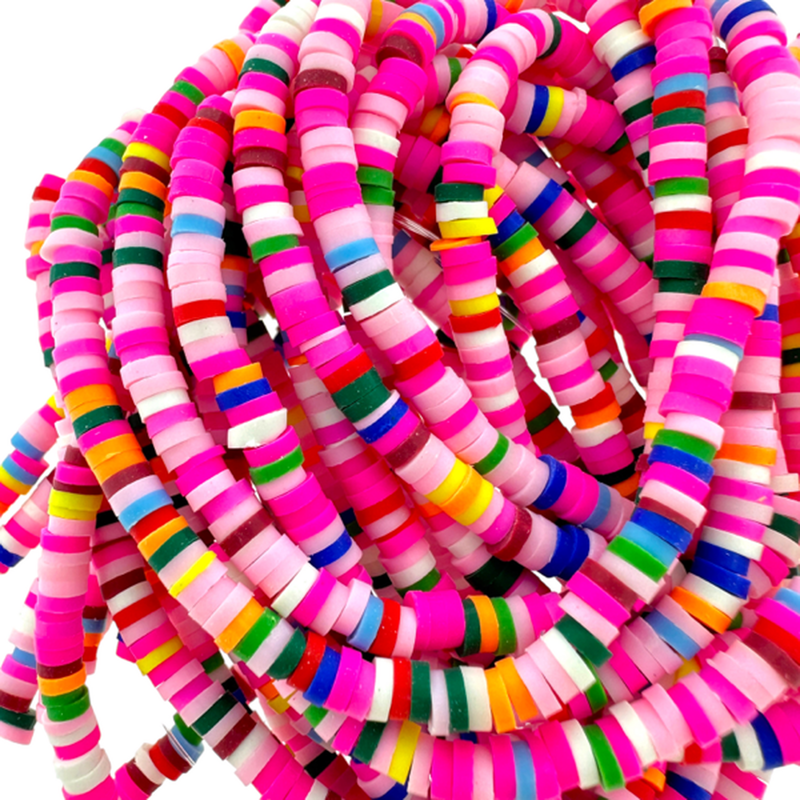 Disc kralen polymeer 4x1mm Multicolor roze ±39cm-Kralen-Kraaltjes van Renate