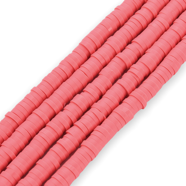 Disc kralen polymeer 4x1mm Zalm rood ±400 stuks-Kralen-Kraaltjes van Renate