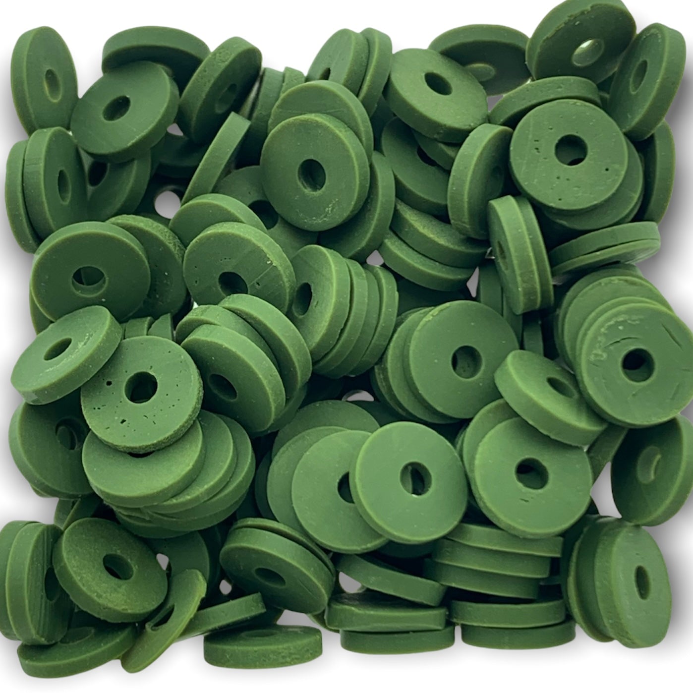 Disc kralen polymeer 6x1mm Army green ±200 stuks-Kralen-Kraaltjes van Renate