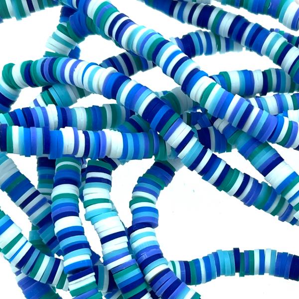 Hele streng disc kralen 6x1mm Blue-green mixed - ±40cm-Kraaltjes van Renate