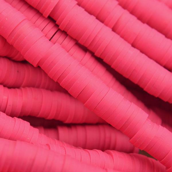 Hele streng Disc kralen 6x1mm Deep pink ±400 stuks-Kraaltjes van Renate