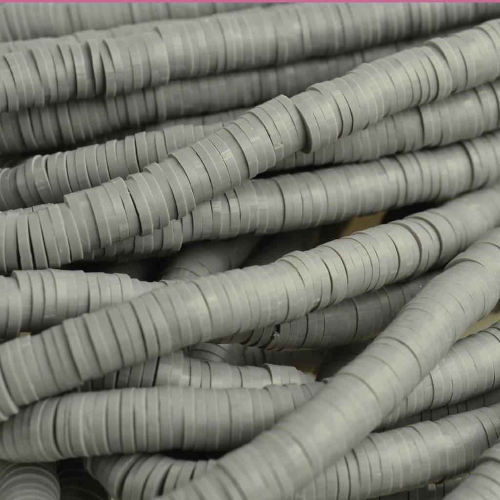 Hele streng Disc kralen 6x1mm Donker grijs ±400 stuks-Kraaltjes van Renate