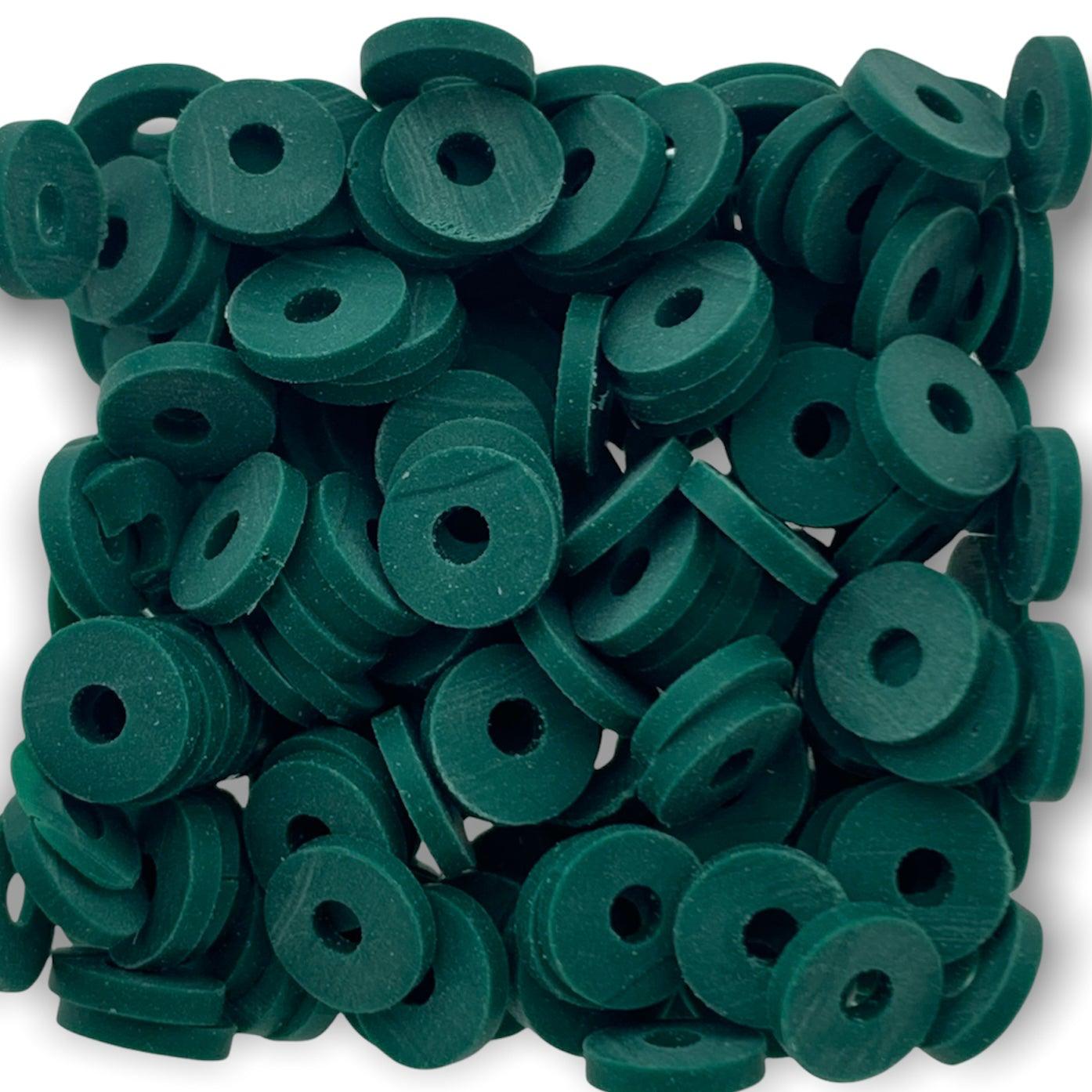 Disc kralen polymeer 6x1mm Donkergroen ±200 stuks-Kralen-Kraaltjes van Renate