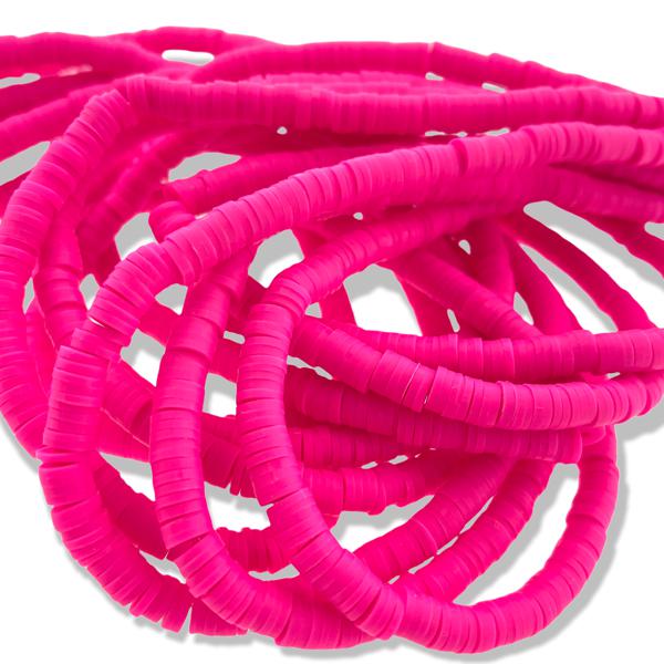 Hele streng Disc kralen 6x1mm Fel roze - ±40cm-Kraaltjes van Renate