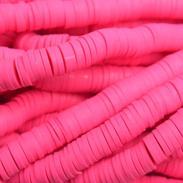 Hele streng disc kralen 6x1mm Fluor roze ±400 stuks-Kraaltjes van Renate