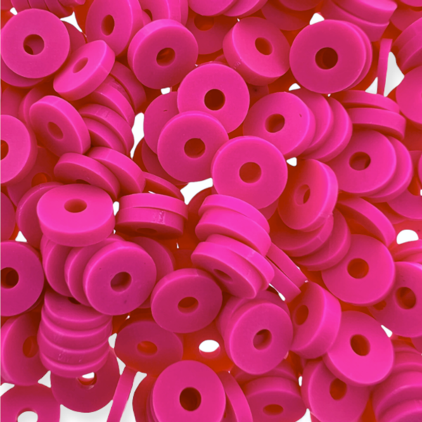 Disc kralen polymeer 6x1mm Fuchsia pink ±200 stuks-Kralen-Kraaltjes van Renate