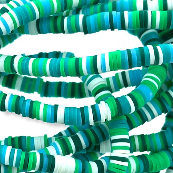 Hele streng disc kralen 6x1mm Green mixed - ±40cm-Kraaltjes van Renate
