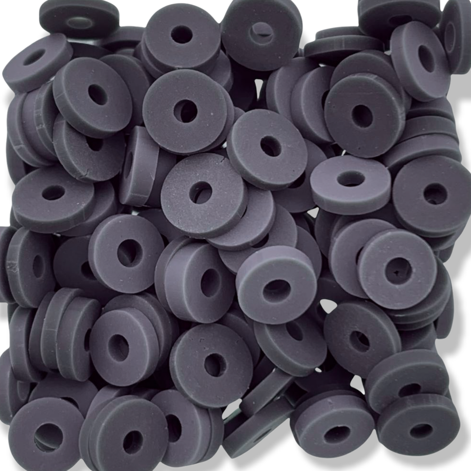 Disc kralen polymeer 6x1mm Grijs ±200 stuks-Kralen-Kraaltjes van Renate