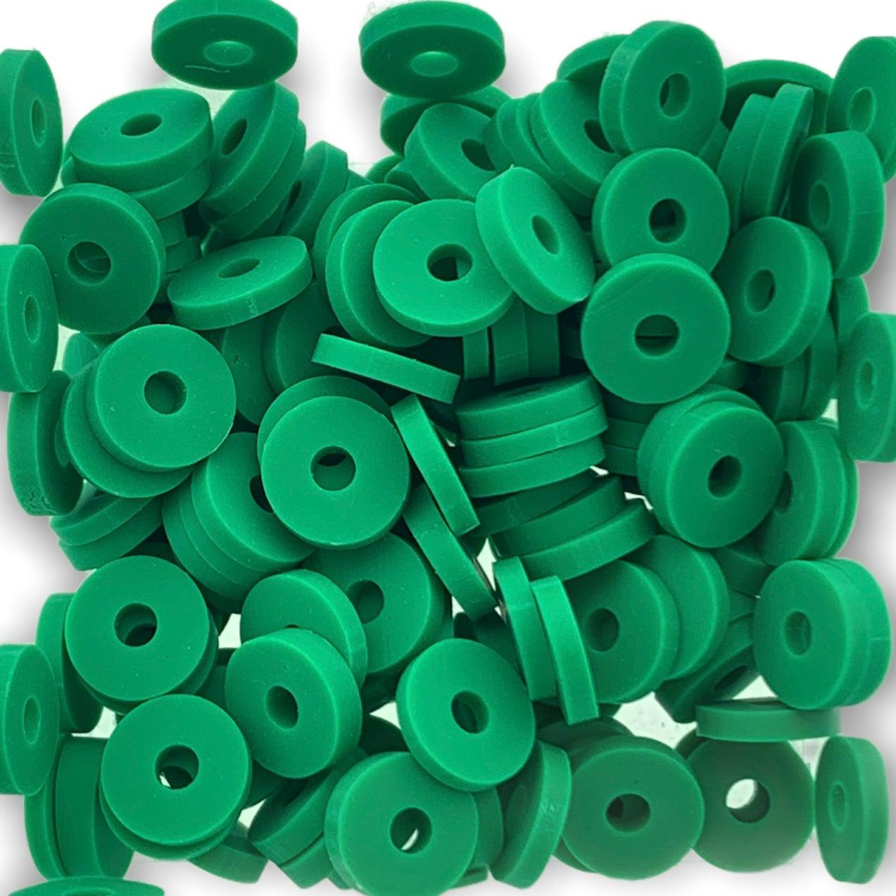 Disc kralen polymeer 6x1mm Groen ±200 stuks-Kralen-Kraaltjes van Renate
