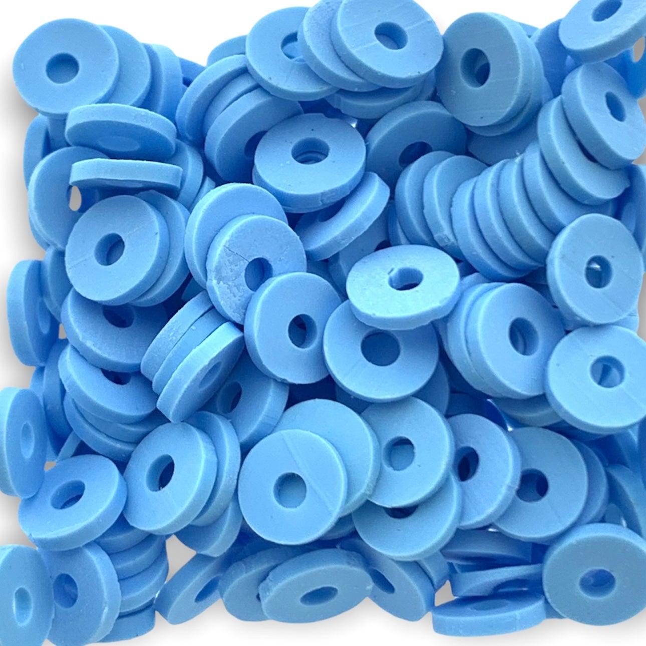 Disc kralen polymeer 6x1mm Lichtblauw ±200 stuks-Kralen-Kraaltjes van Renate