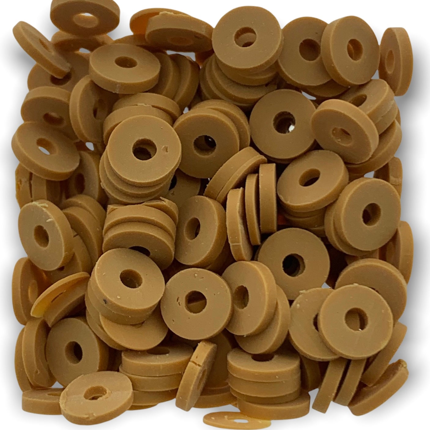 Disc kralen polymeer 6x1mm Lichtbruin ±200 stuks-Kralen-Kraaltjes van Renate