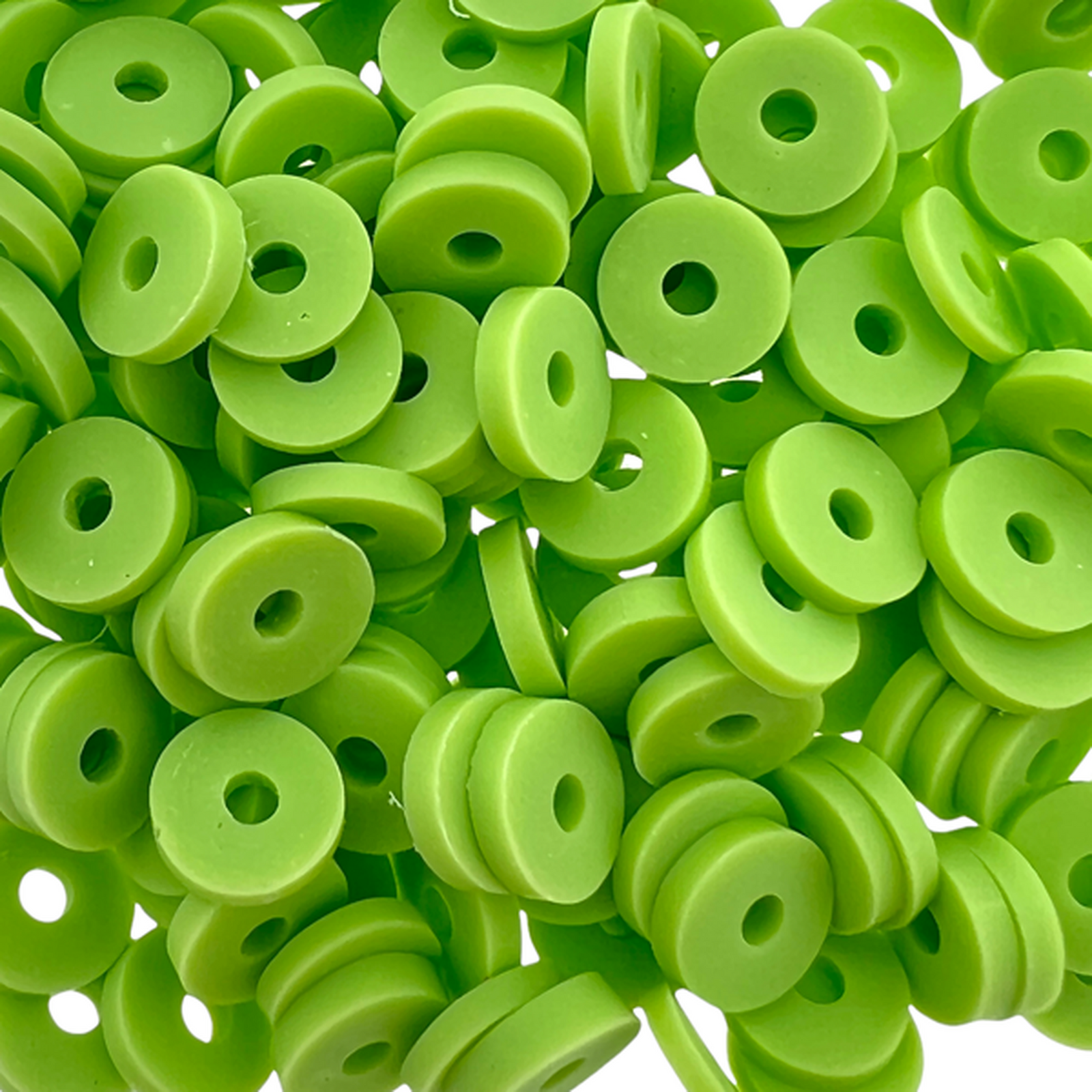 Disc kralen polymeer 6x1mm Lime green ±200 stuks-Kralen-Kraaltjes van Renate