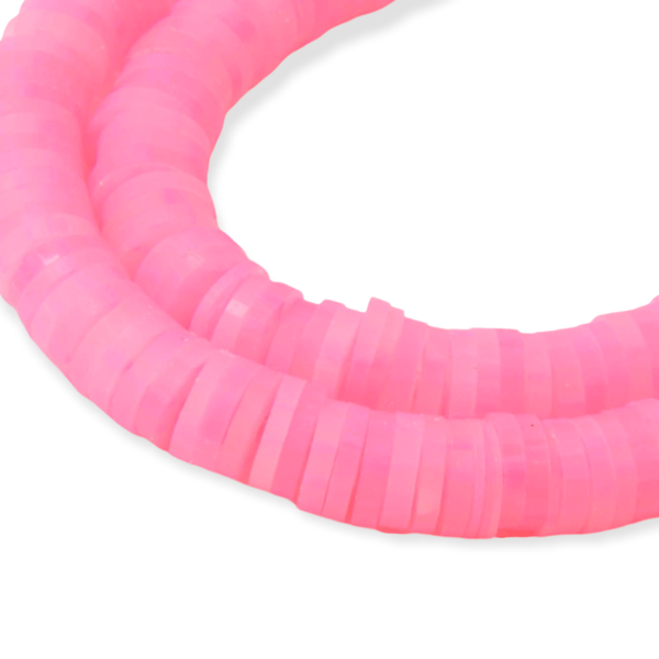 Disc kralen polymeer 6x1mm Multi fluor roze - ±400 stuks-Kralen-Kraaltjes van Renate