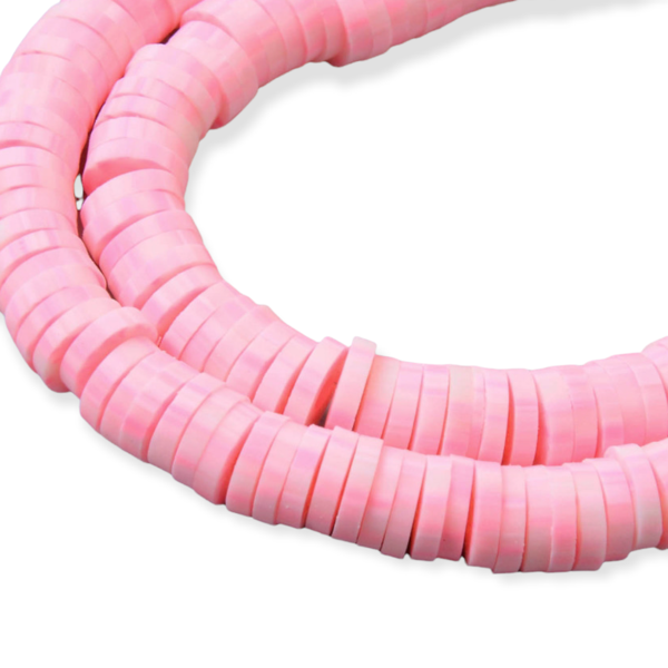 Disc kralen polymeer 6x1mm Multi licht fluor roze - ±400 stuks-Kralen-Kraaltjes van Renate