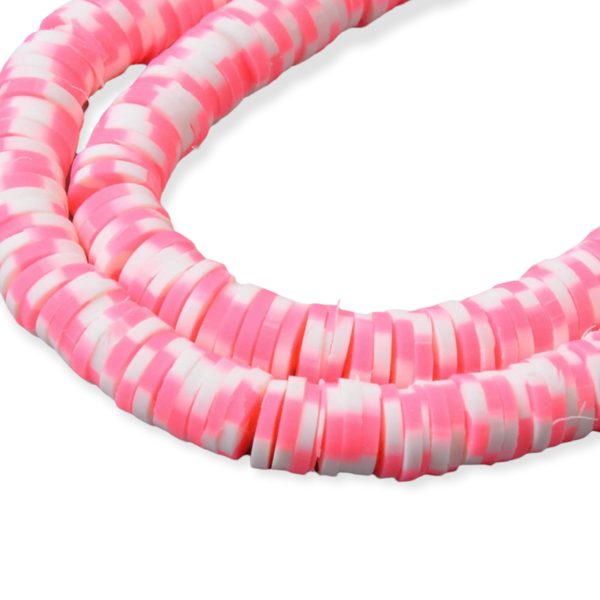 Disc kralen polymeer 6x1mm Multi wit roze - ±400 stuks-Kralen-Kraaltjes van Renate