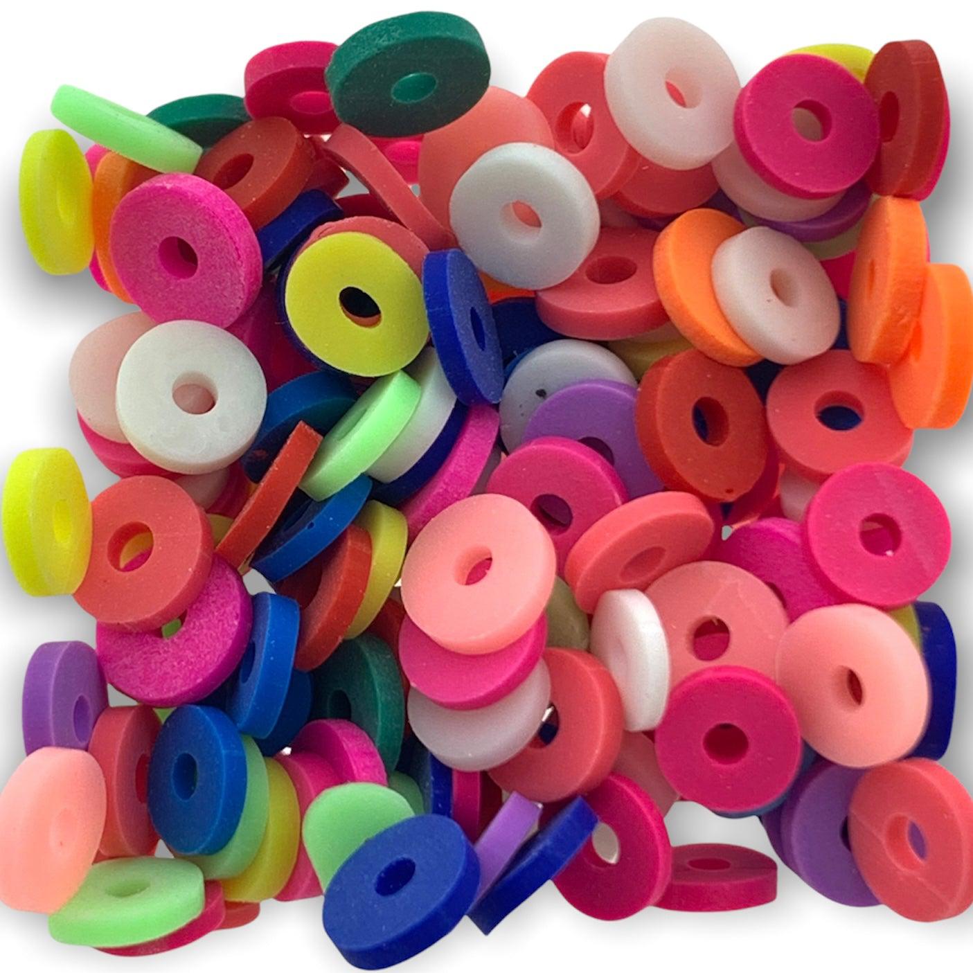Disc kralen polymeer 6x1mm Multicolor ±200 stuks-Kralen-Kraaltjes van Renate