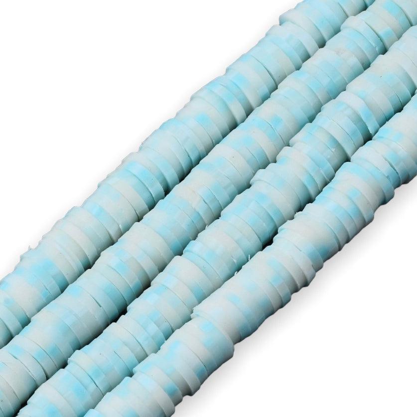 Disc kralen polymeer 6x1mm Multicolor blauw-wit - ±400 stuks-Kralen-Kraaltjes van Renate