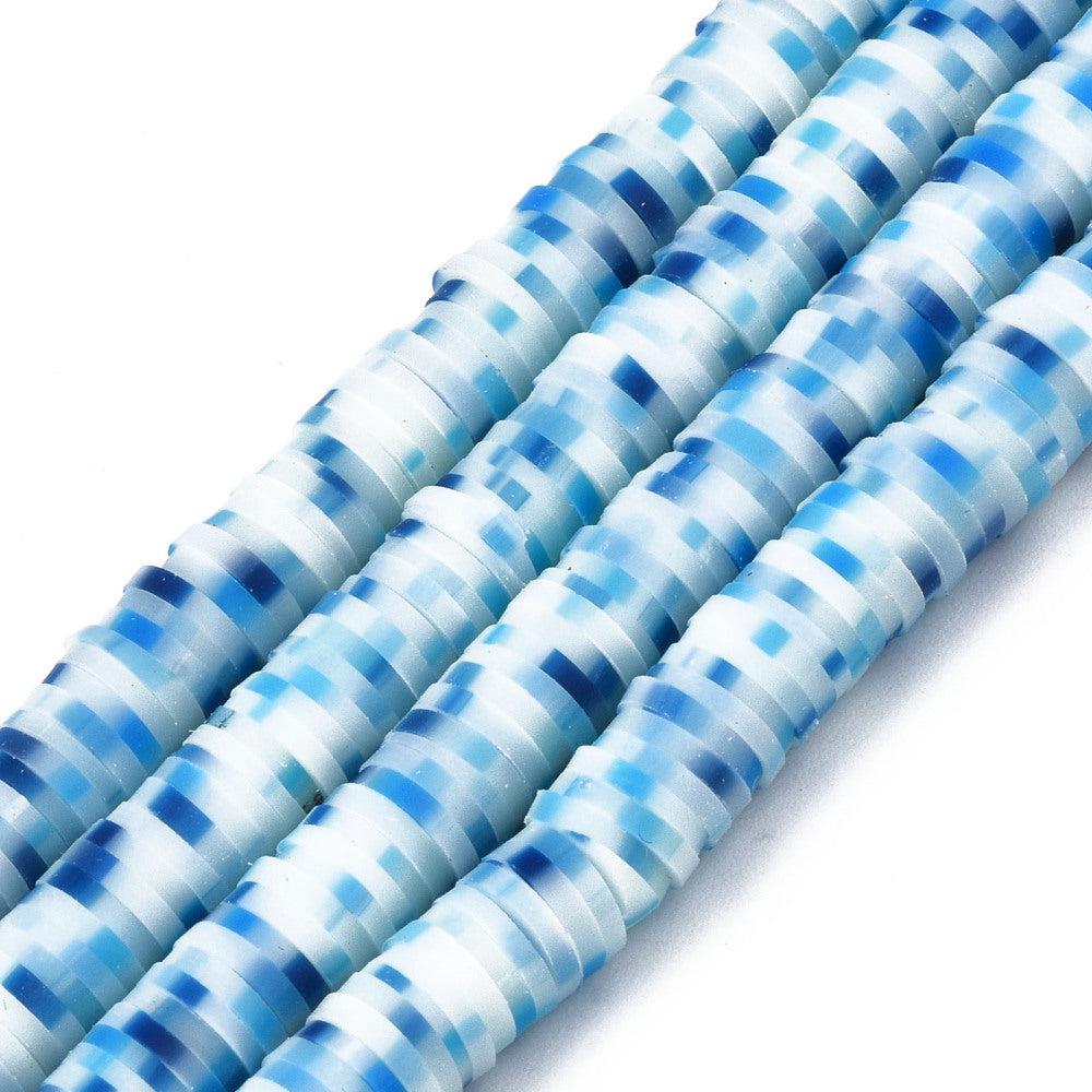 Disc kralen polymeer 6x1mm Multicolor blauw-wit - ±400 stuks-Kralen-Kraaltjes van Renate