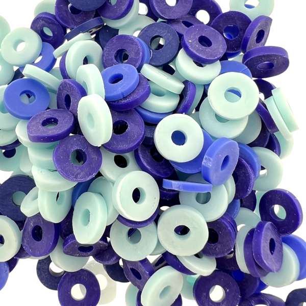 Disc kralen polymeer 6x1mm Multicolor blue ±200 stuks-Kralen-Kraaltjes van Renate